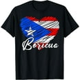 thumbnail image 1 of Puerto Rican Hispanic Heritage Boricua Puerto Rico Heart T-Shirt Black Small, 1 of 4