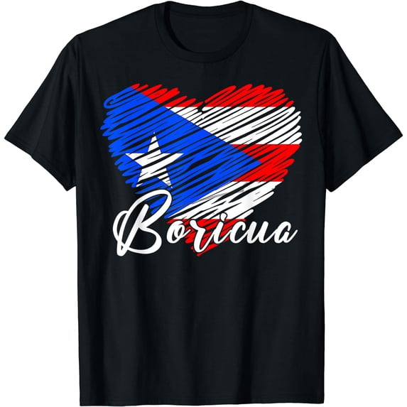 Puerto Rican Hispanic Heritage Boricua Puerto Rico Heart T-Shirt Black Small