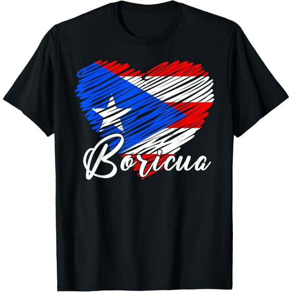 Puerto Rican Hispanic Heritage Boricua Puerto Rico Heart T-Shirtmen and women can wear, black, white, gifts.S,M,L,XL,2XL,3XL,2092XL