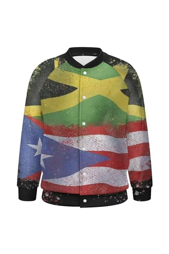 Puerto Rican Jamaican Love Jamarican Baseball Jersey Fashion Ribbed Sleeve Man Women's Jacket Motion Tops XXS-6XL