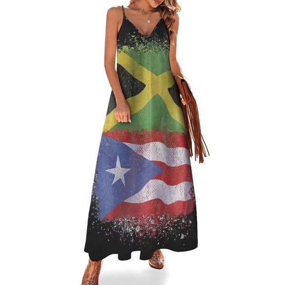 Puerto Rican Jamaican Love Jamarican Sleeveless Dress Loose Women's Dress Dresses Luxury Evening Dresses