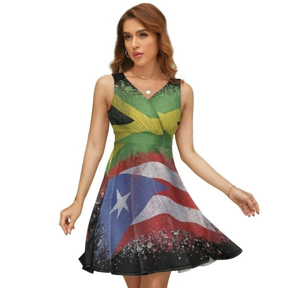 Puerto Rican Jamaican Love Jamarican Sundress Sleeveless Dress Summer Women Clothes Dress for Women Dresses