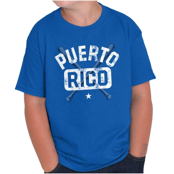 Puerto Rican Pride Baseball PR Sports Crewneck T Shirts Boy Girl Teen Brisco Brands X