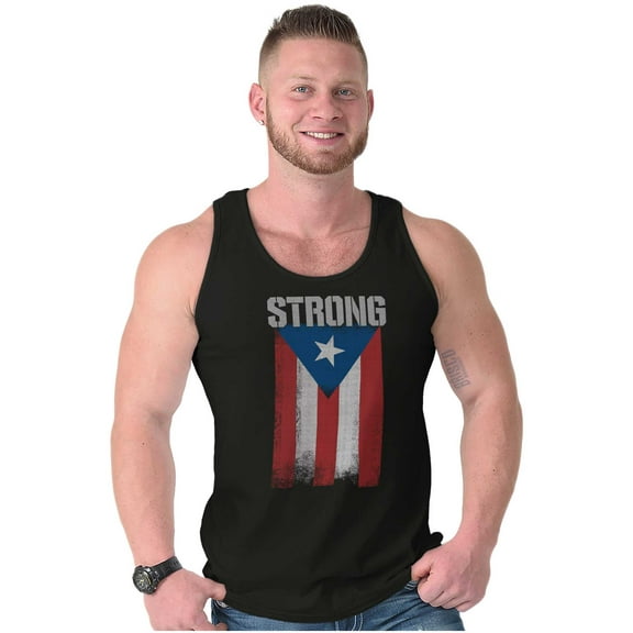 Puerto Rican Pride Frayed PR Flag Plus Size Graphic Tank Top Brisco Brands 3X