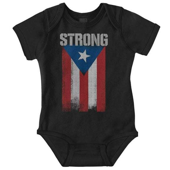 Puerto Rican Pride Frayed PR Flag Romper Boys or Girls Infant Baby Brisco Brands NB