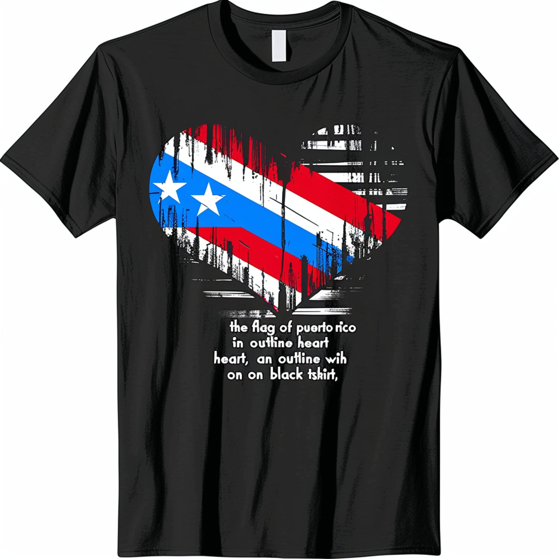 Puerto Rican Pride Heart Flag Bohigha Black TShirt Show Your Love for