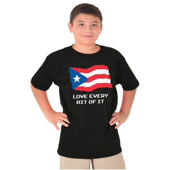 Puerto Rican Pride Love Every Bit Flag Crewneck T Shirts Boy Girl Teen Brisco Brands XS