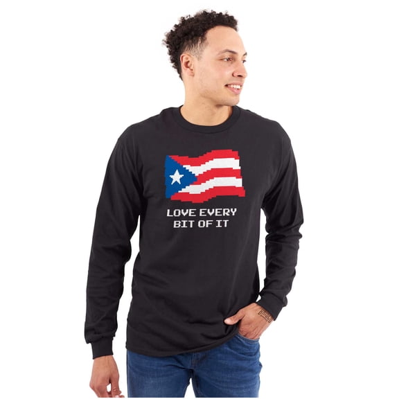 Puerto Rican Pride Love Every Bit Flag Long Sleeve TShirt Men Women Brisco Brands S