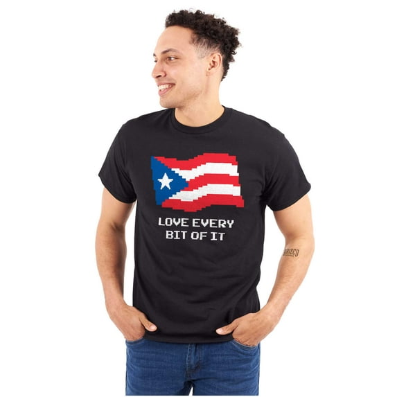 Puerto Rican Pride Love Every Bit Flag Men's Graphic T Shirt Tees Brisco Brands S