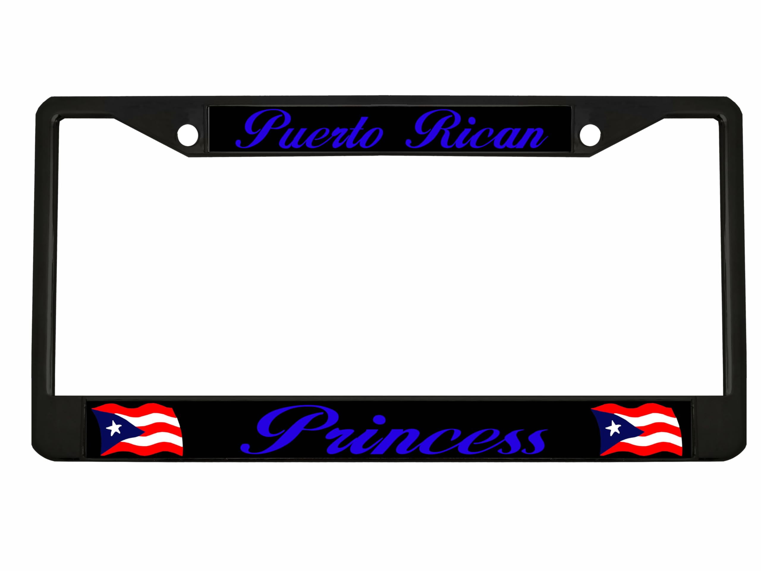 Boricua Puerto Rico Black Metal Auto License Plate Frame