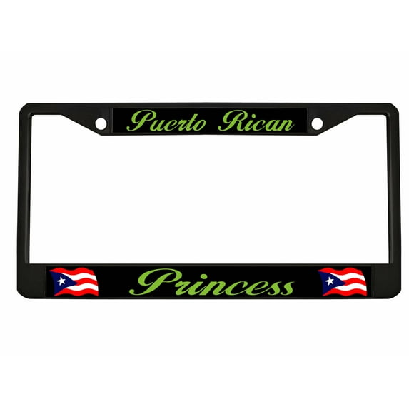 Puerto Rican Princess Puerto Rico Heavy Duty Metal License Plate Frame Personalise/Car Accessories Car Tag Holder Cover (blk/Green)