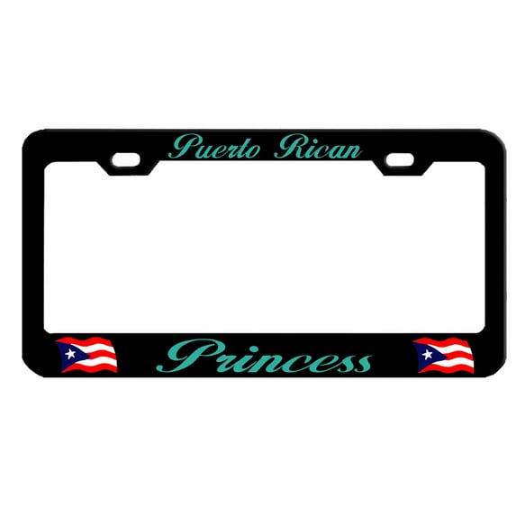 Puerto Rican Princess Puerto Rico Heavy Duty Metal License Plate Frame Personalise/Car Accessories Car Tag Holder Cover (blk/turkoise)