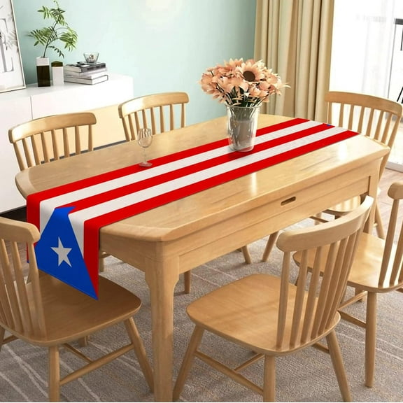 Puerto Rican Table Runner for Puerto Rico Themed Party Decoration Home Kitchen Dining Room Dinner Linen Table Decor (13.8" x 71")