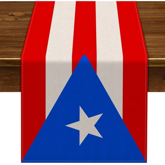 Puerto Rican Table Runner for Puerto Rico Themed Party Decoration Home Kitchen Dining Room Dinner Linen Table Decor (13" x 72")