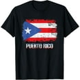thumbnail image 1 of Puerto Rican Tropical Weathered Caribbean Flag Souvenir T-ShirtMen's and women's gift, black and white T-shirt, size: Extra large S-4XL, 1 of 4