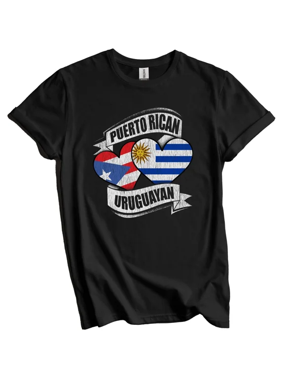 Puerto Rican Uruguayan Hearts Puerto Rico Uruguay Flags T-Shirt