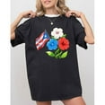 thumbnail image 1 of Puerto Rican Womens Cultural Graphic Tee Shirt Floral Flag Design Tops Short Sleeve Crew Neck Black S-5XL, 1 of 5