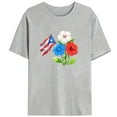 thumbnail image 1 of Puerto Rican Womens Cultural Graphic Tee Shirt Floral Flag Design Tops Short Sleeve Crew Neck Gray S-3XL, 1 of 5