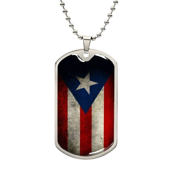 Puerto Rican dog tag - Graphic Military Dog Tag Necklace (Optional Personalized Engraving)