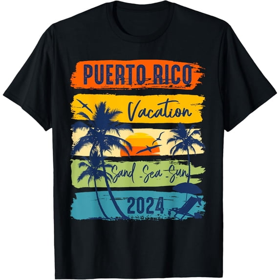 Puerto Rico 2024 Vacation Souvenir Holiday Matching Family T-ShirtMen and women, Black T-shirt, size: Extra large