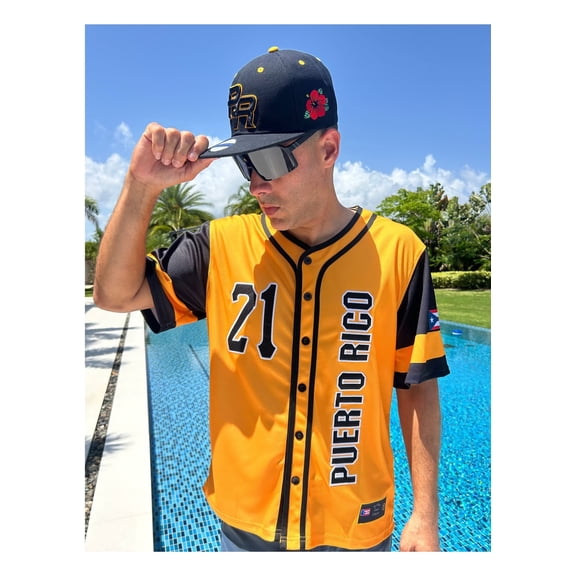 Puerto Rico 21 Yellow Baseball Jersey Shirt for Men