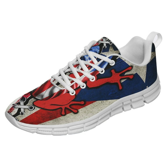 Puerto Rico American Flag Shoes for Men Women Running Shoes Lightweight Walking Sneakers Mesh Athletic Sport Shoes White Size 3.5