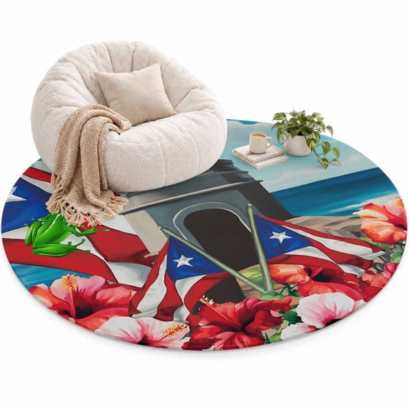 Puerto Rico Area Rug 5', Flag Frog Star Stripes Architecture Althea ...