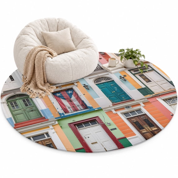 Puerto Rico Area Rug 5', Vintage Boho Style Door Gates Soft Mat Non ...