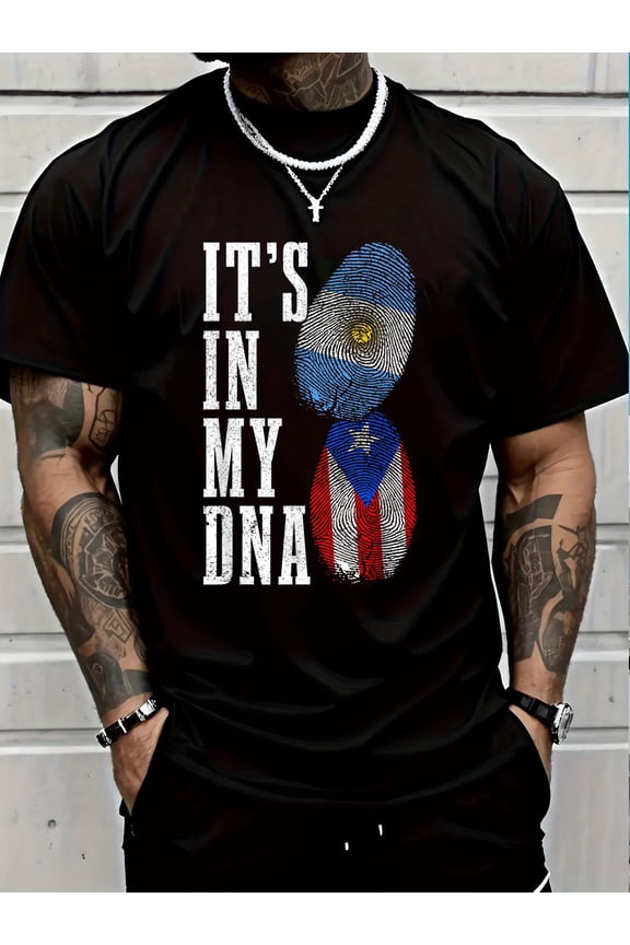 Puerto Rico Argentina Its In My DNA Pride Puerto Rican Roots T-Shirt Soft Cotton Lightweight Casual Graphic Tee,Casual Summer Fashion T-shirt