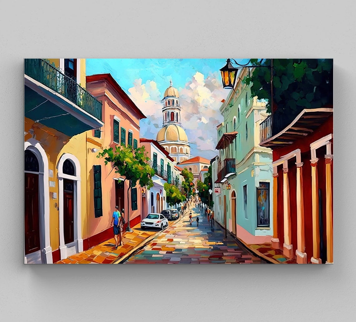 Puerto Rico Art - Original Oil Painting Of Old San Juan On Framed ...