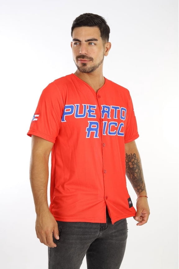 Puerto Rico Baseball Jersey Boricua 21 Red MEDIUM