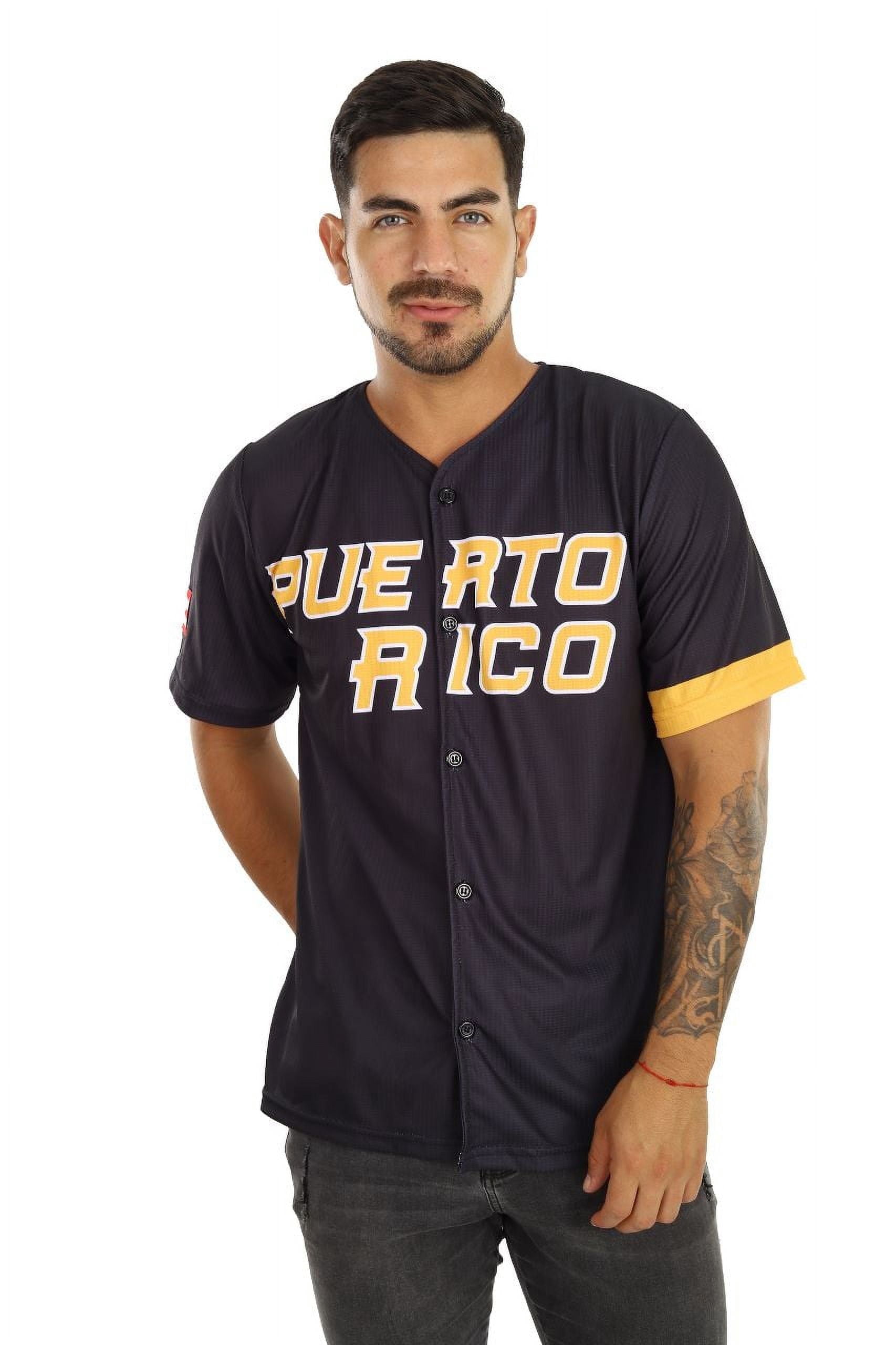 Clemente Puerto Rico Jersey Black Gold – Men’s Latino Baseball Shirt – Lightweight Summer Outfit Boricua Pride 4XL
