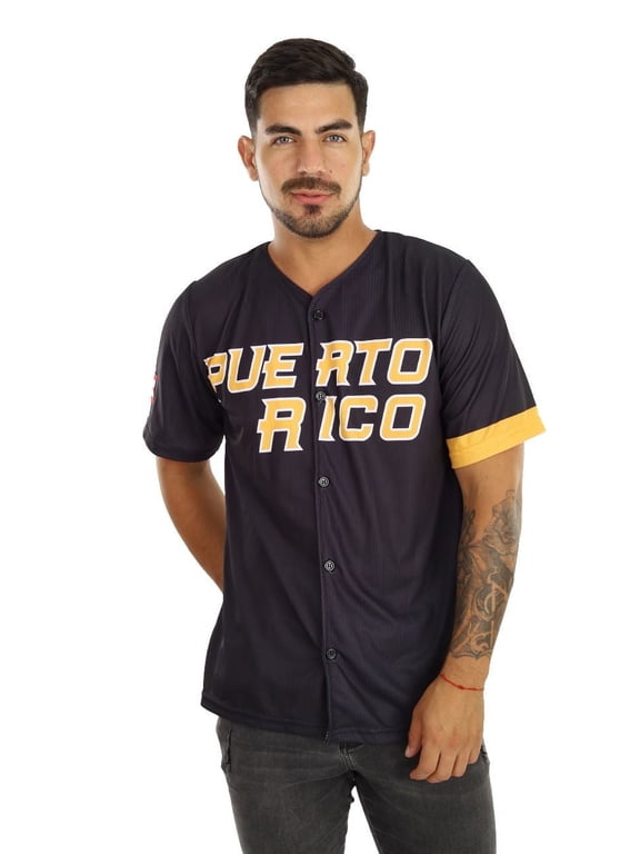 Clemente Puerto Rico Jersey Black Gold Mens Latino Baseball Shirt Lightweight Summer Outfit Boricua Pride Large
