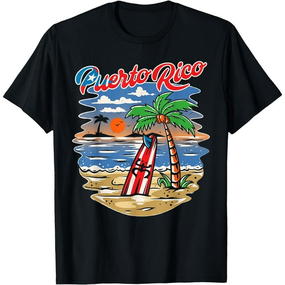Puerto Rico Beach Puerto Rican Flag Retro Vintage 70s Sunset T-Shirt Shirts