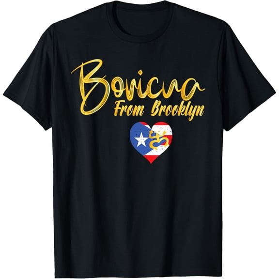 Puerto Rico Boricua From Brooklyn New York Puerto Rican Flag T-ShirtMen and women, Black T-shirt, size: Extra large