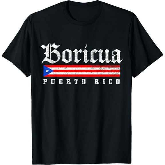 Puerto Rico Boricua Shirt Vintage Puerto Rican Flag Pride T-ShirtMen's and women's gift, black and white T-shirt, size: Extra large S-4XL