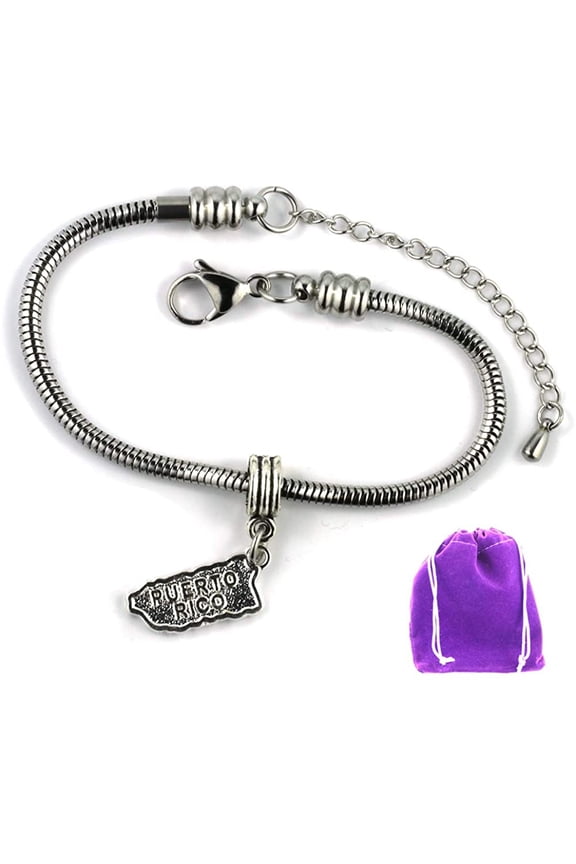 Puerto Rico Bracelet | Stainless Steel Snake Chain Bracelet