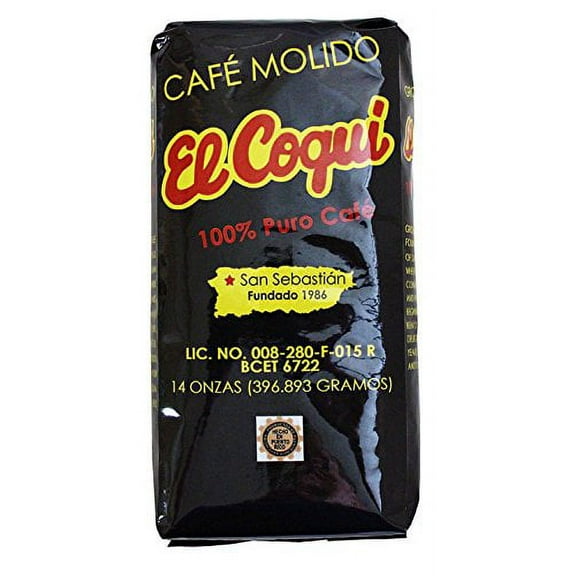 Puerto Rico Cafe El Coqui Ground Coffee Bag 14 Ounce Bag