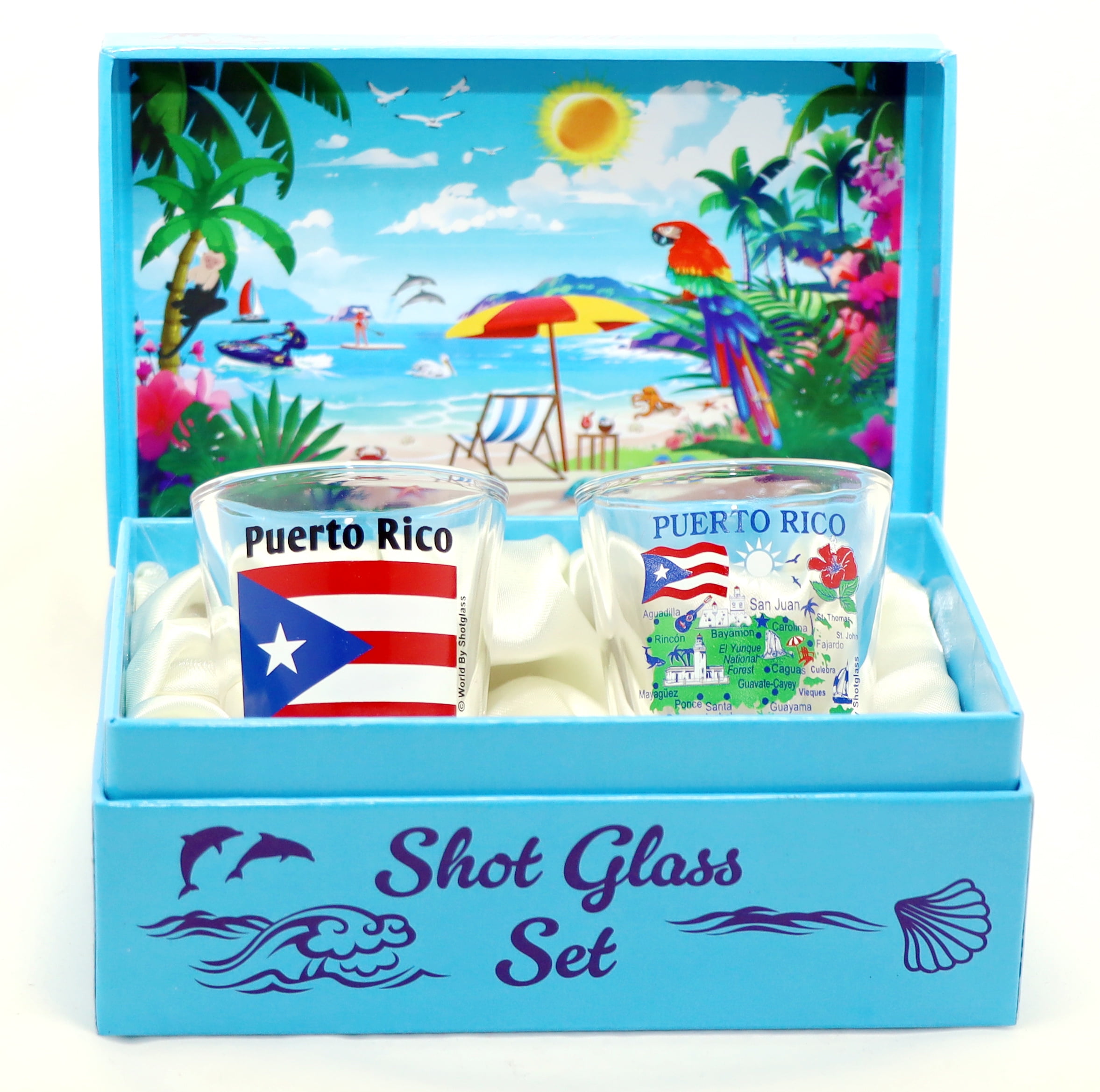 Puerto Rico Rocks Glasses Puerto Rico Caribbean Souvenir Collectible Boxed Shot Glass Set (Set of ...