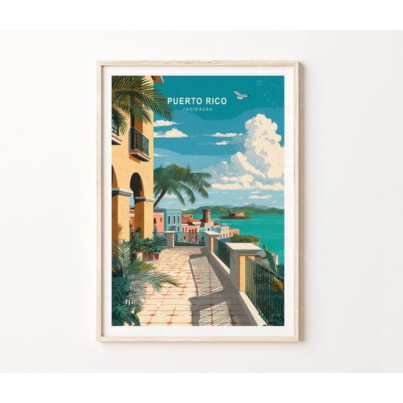 Puerto Rico Caribbean Minimalist Travel Wall Art Home Decor