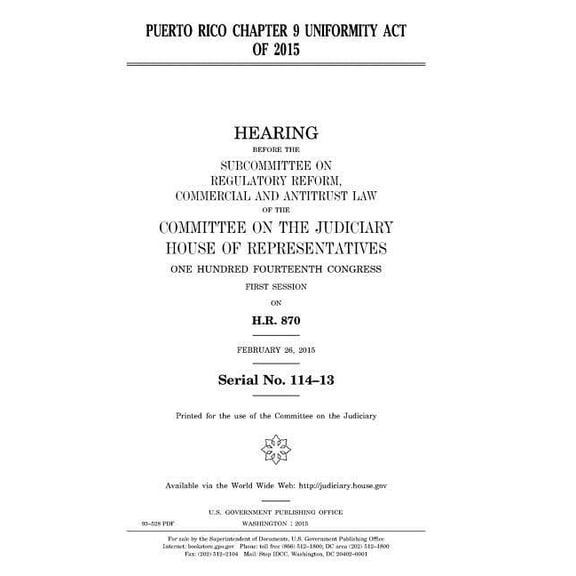 Puerto Rico Chapter 9 Uniformity Act of 2015 (Paperback)
