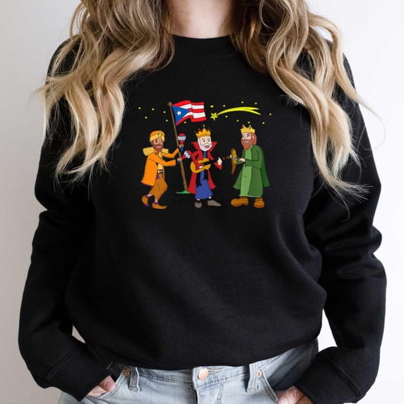 Puerto Rico Christmas Funny Tres Reyes Magos Three Wise Men Holiday Graphic SW9740 Unisex Sweatshirt, Up to Size 5XL