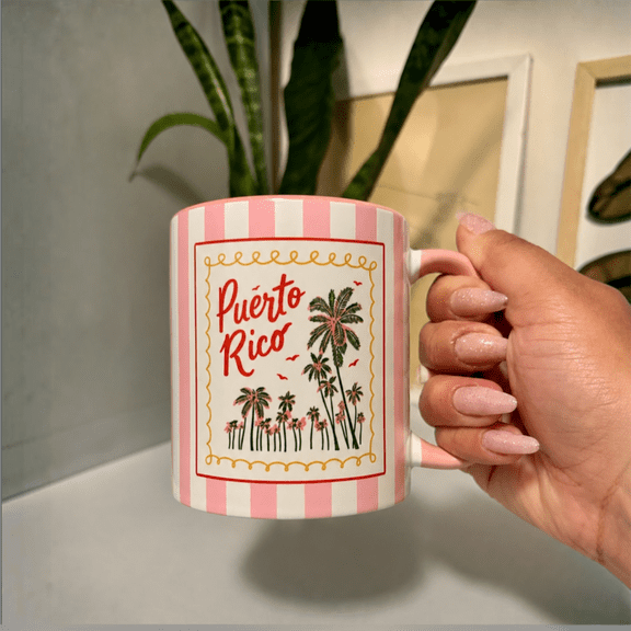 Shoaib Art Studio Puerto Rico Pink Ceramic Mugs 11 oz