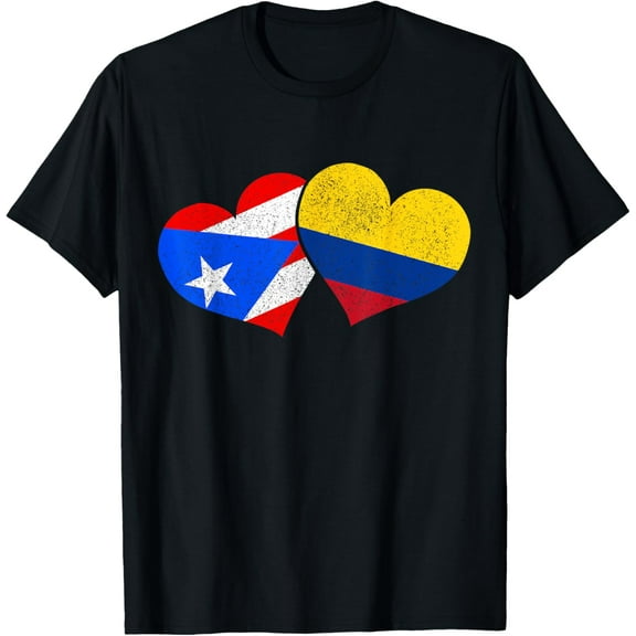 Puerto Rico & Colombia Pride Heritage Puerto Rican Flag T-Shirt