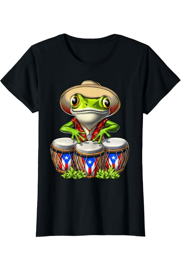Puerto Rico Coqui Frog Boricua Puerto Rican Flag Taino T-Shirt