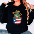 thumbnail image 1 of Puerto Rico Coqui Frog Jibaro Cultural Pocket Flag Artistic Hoodie Shirt, up to size 5XL, 1 of 2