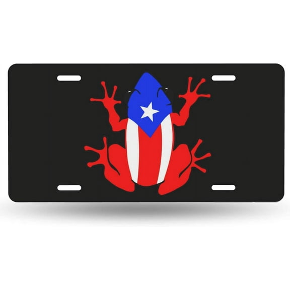 Puerto Rico Coqui Frog Taino License Plate,Decorative Car Front License Plate,Vanity Tag,Metal Car Plate,Aluminum Novelty Car License Plate for Women Men,6 X 12 Inch (4 Holes)