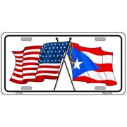 Puerto Rico Crossed US Flag License Plate LP-11454