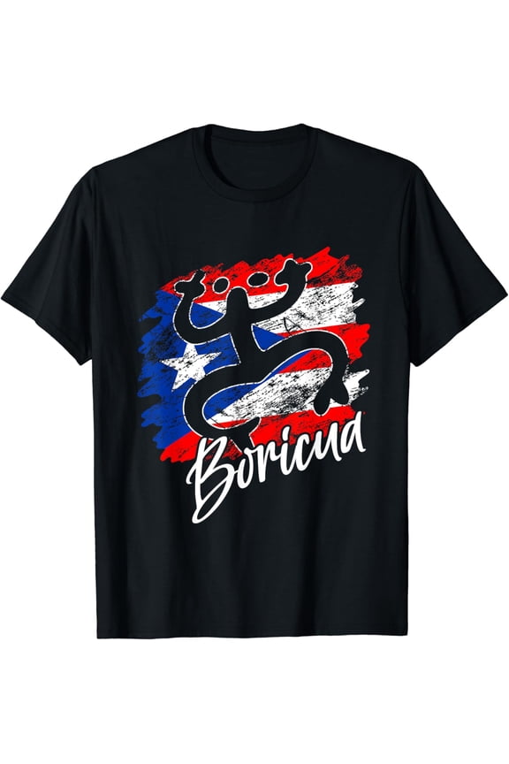 Puerto Rico Distressed Rican Roots Coqui Taino Boricua Frog T-Shirt Black 3X-Large