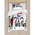 thumbnail image 1 of Puerto Rico Duvet Cover Set Twin Size, I Love Puerto Rico Doodle Hand-written with Heart and Flag, Decorative 2 Piece Bedding Set with 1 Pillow Sham, Black Vermilion, by Ambesonne, 1 of 3